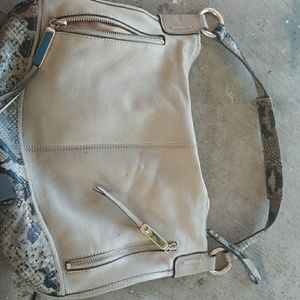 B makowsky cream and snakeskin hobo bag